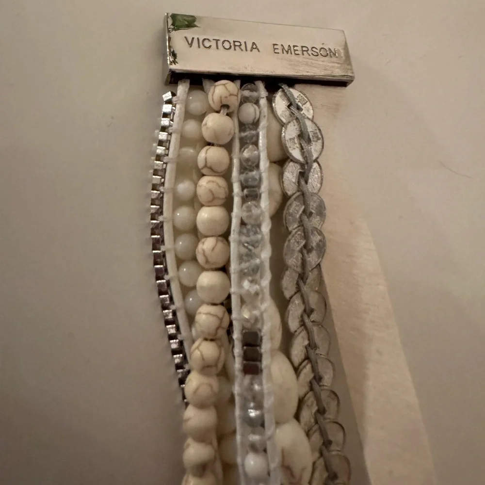 Victoria Emerson Silver and Cream Bracelet Set